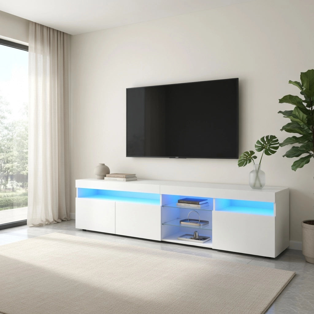 Cassettiera per TV bianca in MDF; 180 cm