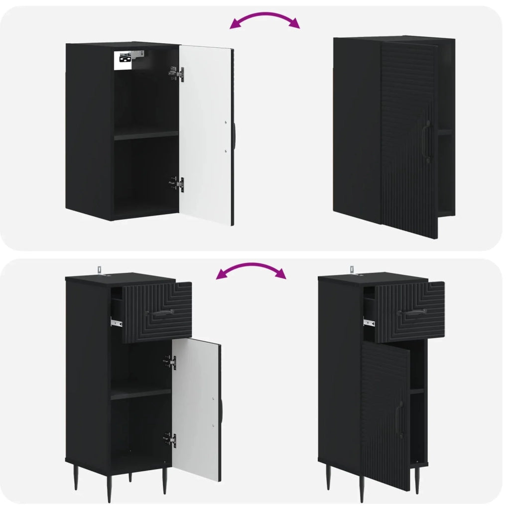 Set di Mobili da Bagno da 4 Pezzi HAARLEM Nero 3417937