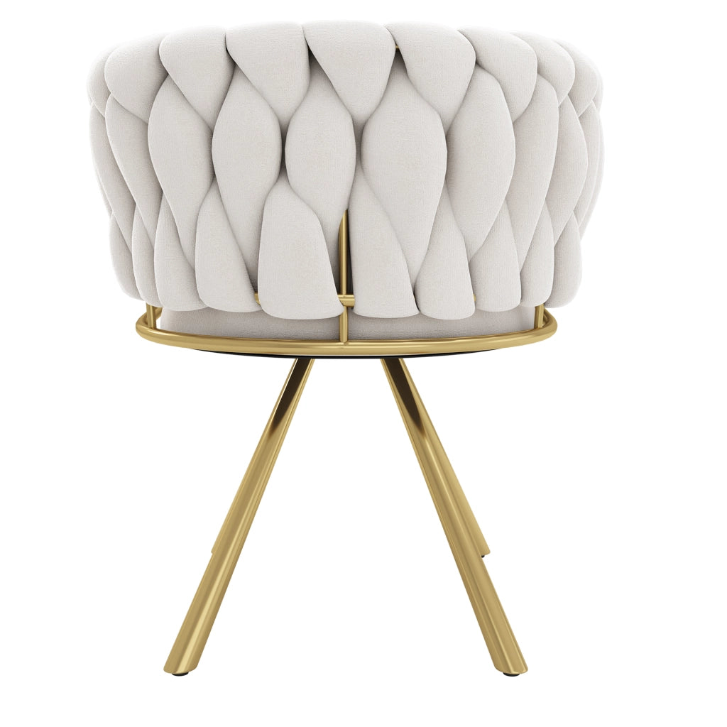 SEDIA Girevole 360° in Velluto Beige e Oro Set da 6 pezzi