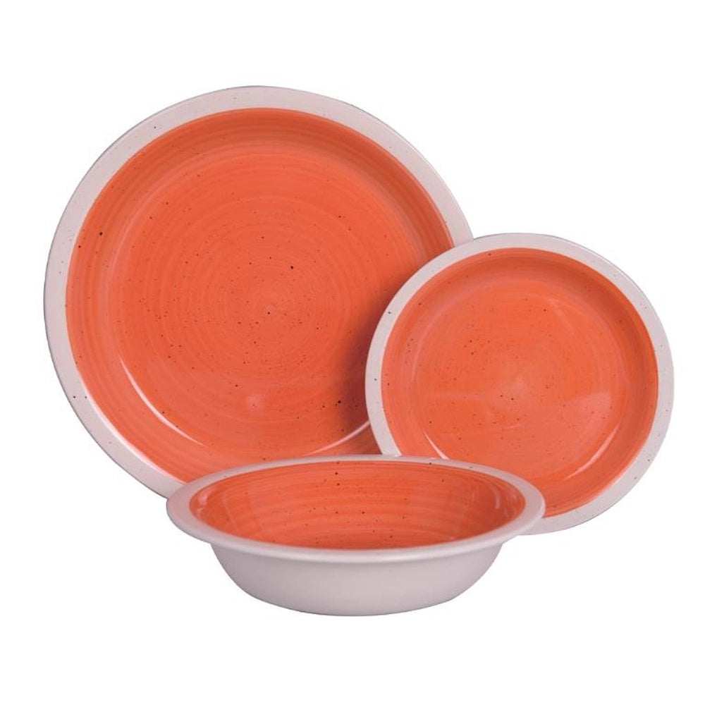Servizio di Piatti da Tavola in Ceramica Tendenza Fondo Arancio 18 pezzi