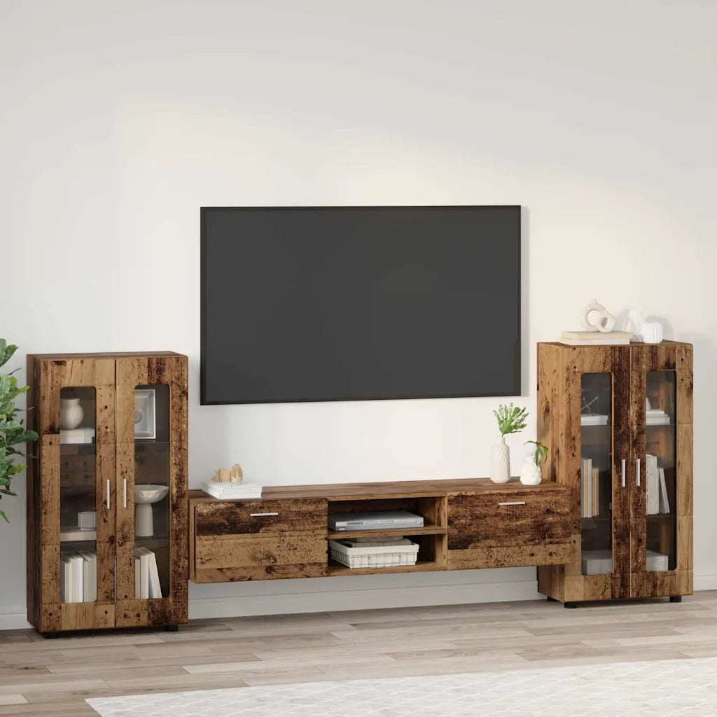 Set mobile TV con porta FLORIN Legno vecchio Legno multistrato