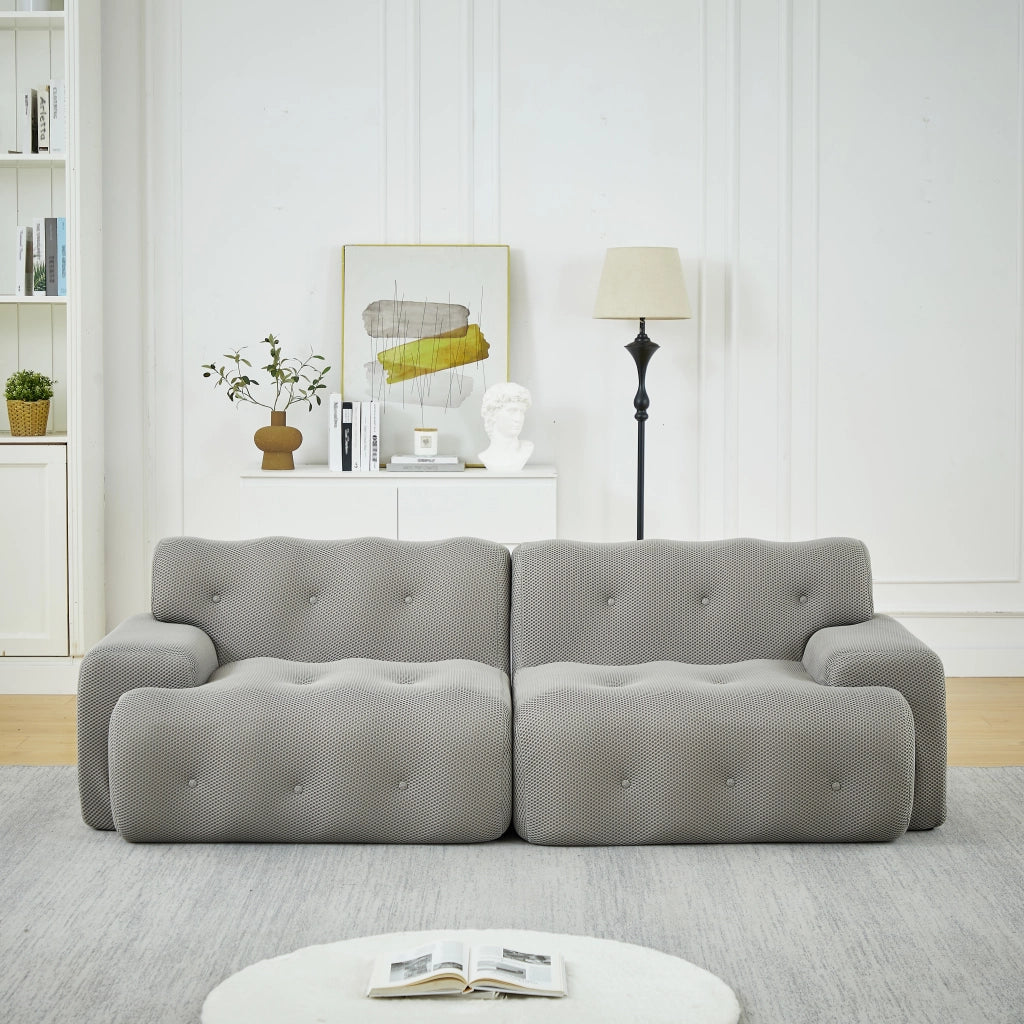 Divano 2 Posti Cloud con Braccioli Larghi e Bottoni ¨C MINIMAL ¨C Grigio