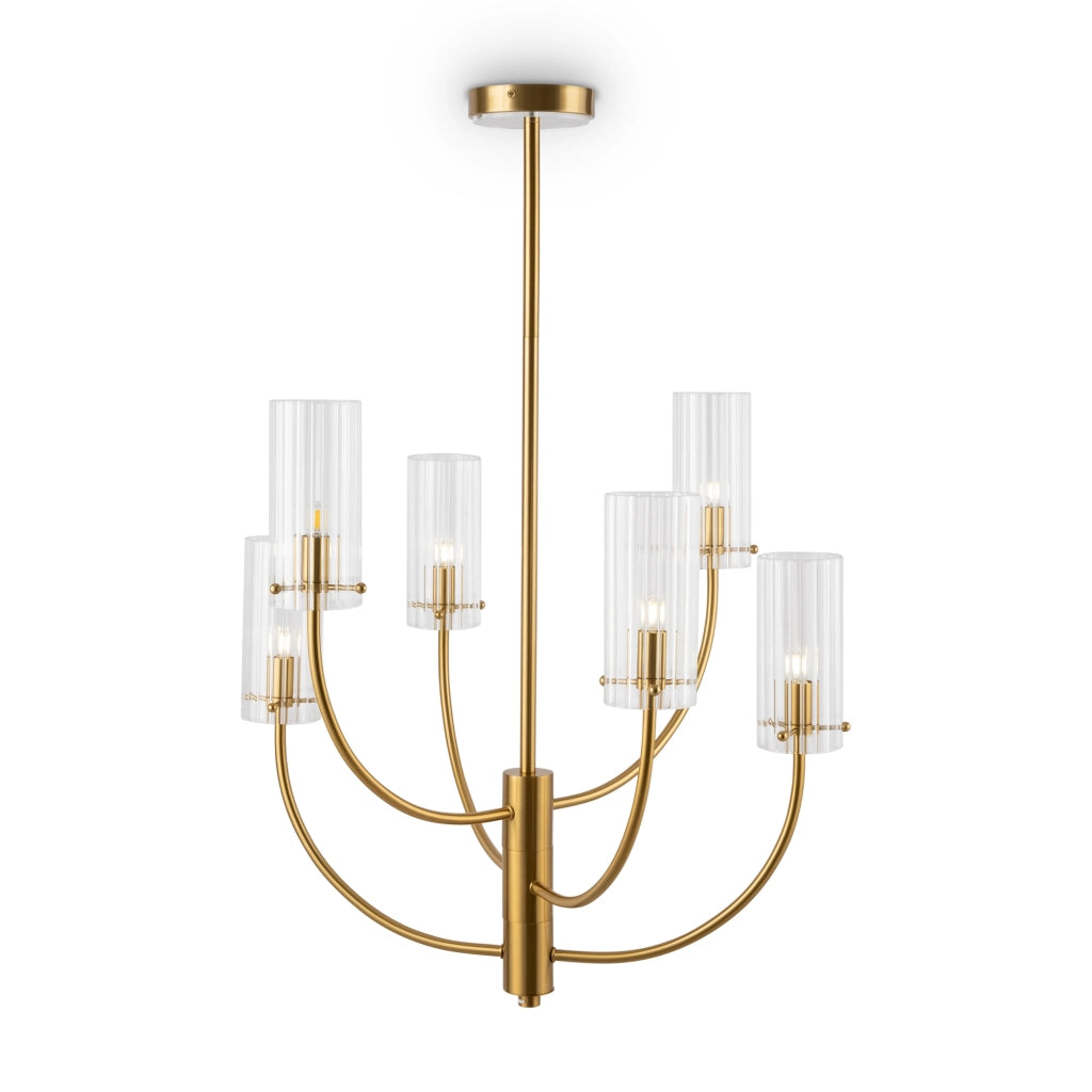 Maytoni lampadario contemporaneo Arco 6 luci G9 ottone metallo vetro