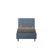 Letto singolo contenitore imbottito 80x210 microfibra blu Adele