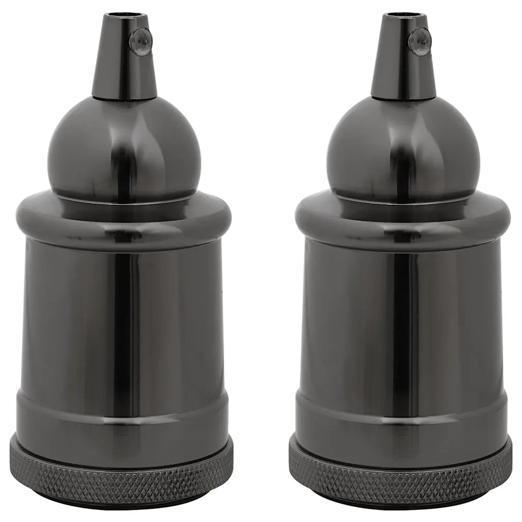 Portalampade 2 pz Nero Lucido E27
