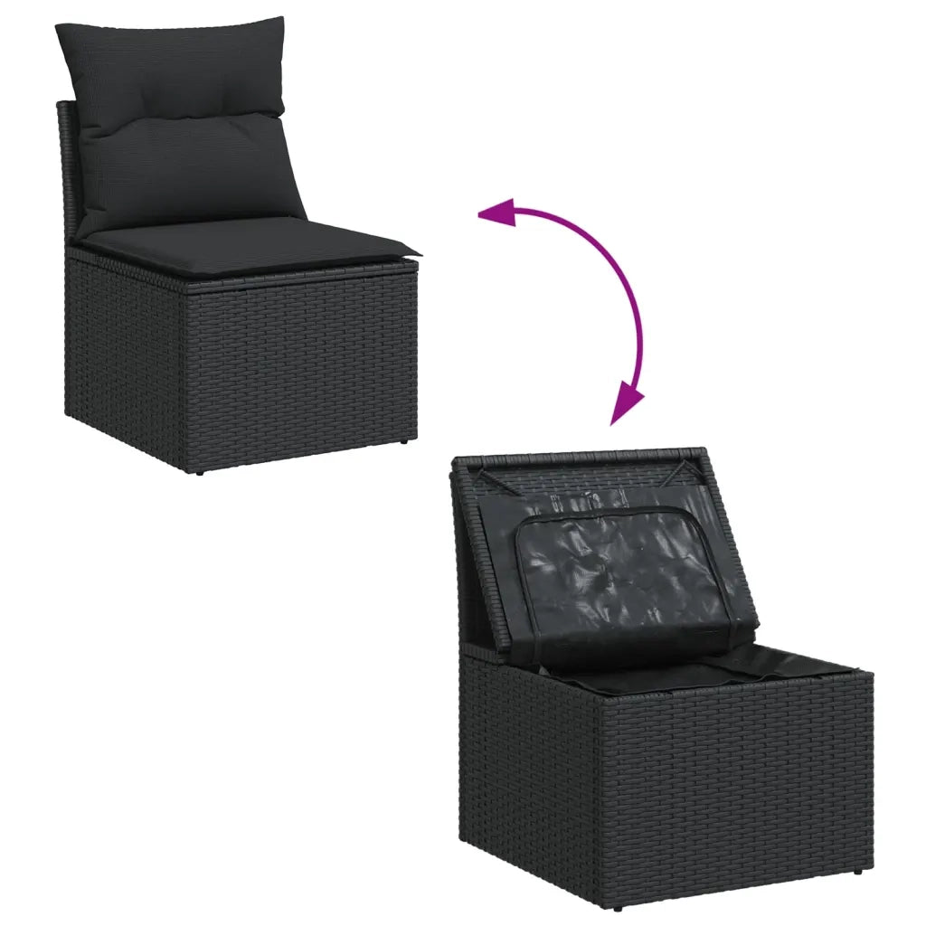 Set Divano da Giardino 6 pz con Cuscini Nero in Polyrattan 3256454