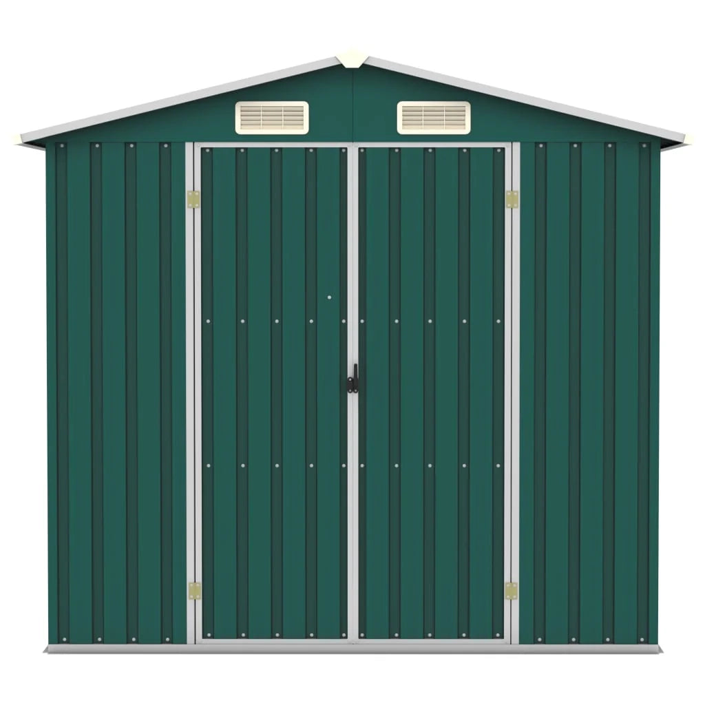 Casetta da giardino cabina ripostiglio casetta da esterno robusta casetta per attrezzi 205 x 129 x 183 cm acciaio zincato verde 02_0022372