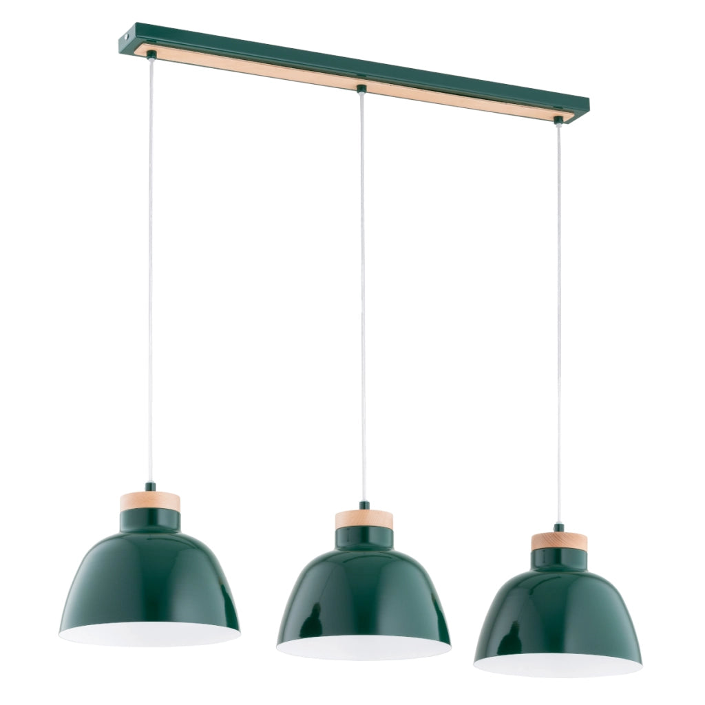 Lampada a sospensione loft Lorien verde legno 3xE27