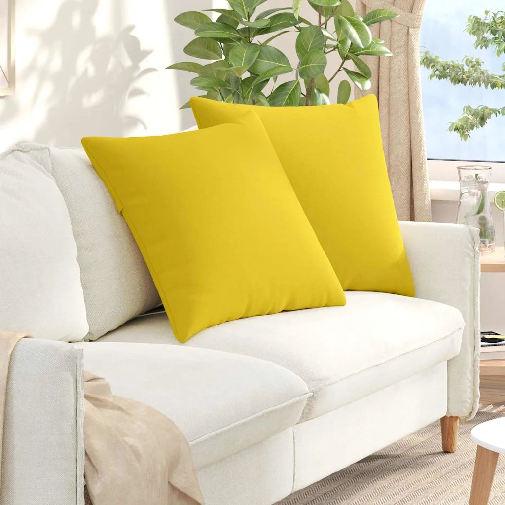 Cuscini da Divano 2 pz-Set di 2 Cuscini per Sofa Giallo Chiaro 80 x 80 cm Tessuto