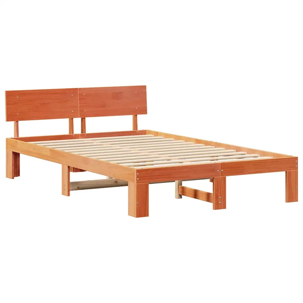 Letto matrimoniale | Letto per adulti | Struttura del letto Marrone cerato 120 x 200 cm Pino massello