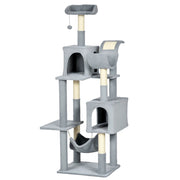Tiragraffi per Gatti con Amaca e Casette ¨C Xylo ¨C Grigio e Bianco 55x49x177cm