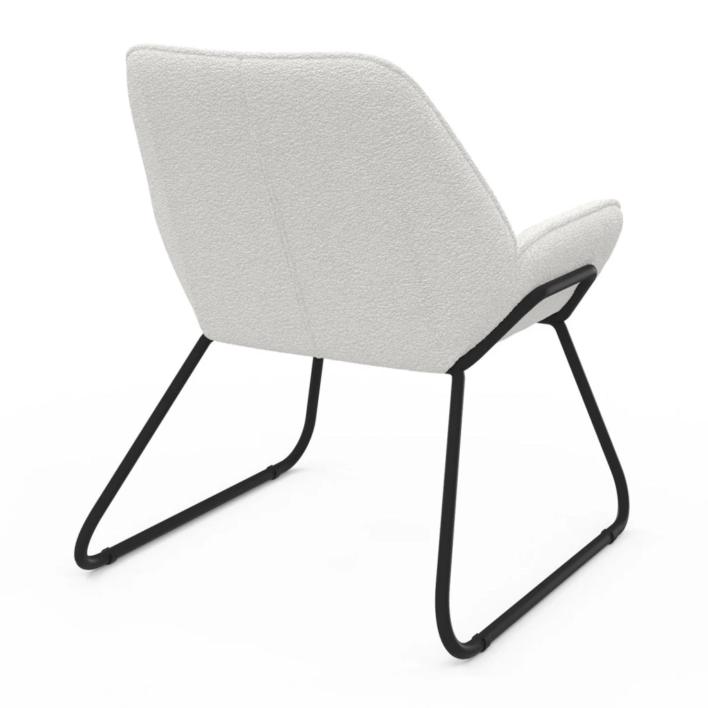 IDMarket - Poltrona SIXTINE in tessuto bouclette e gambe in metallo nero
