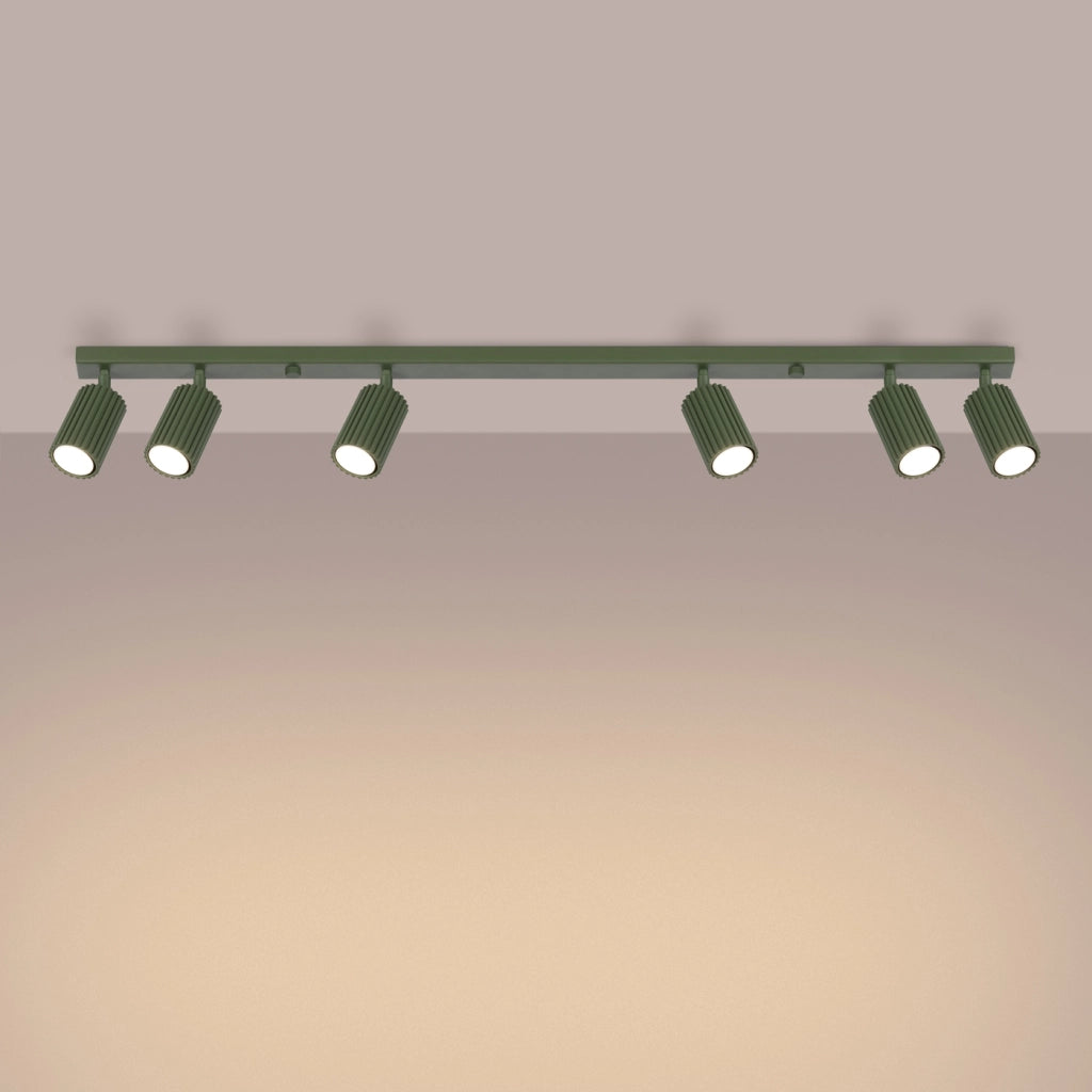 Lampada da soffitto KARBON 6L verde oliva
