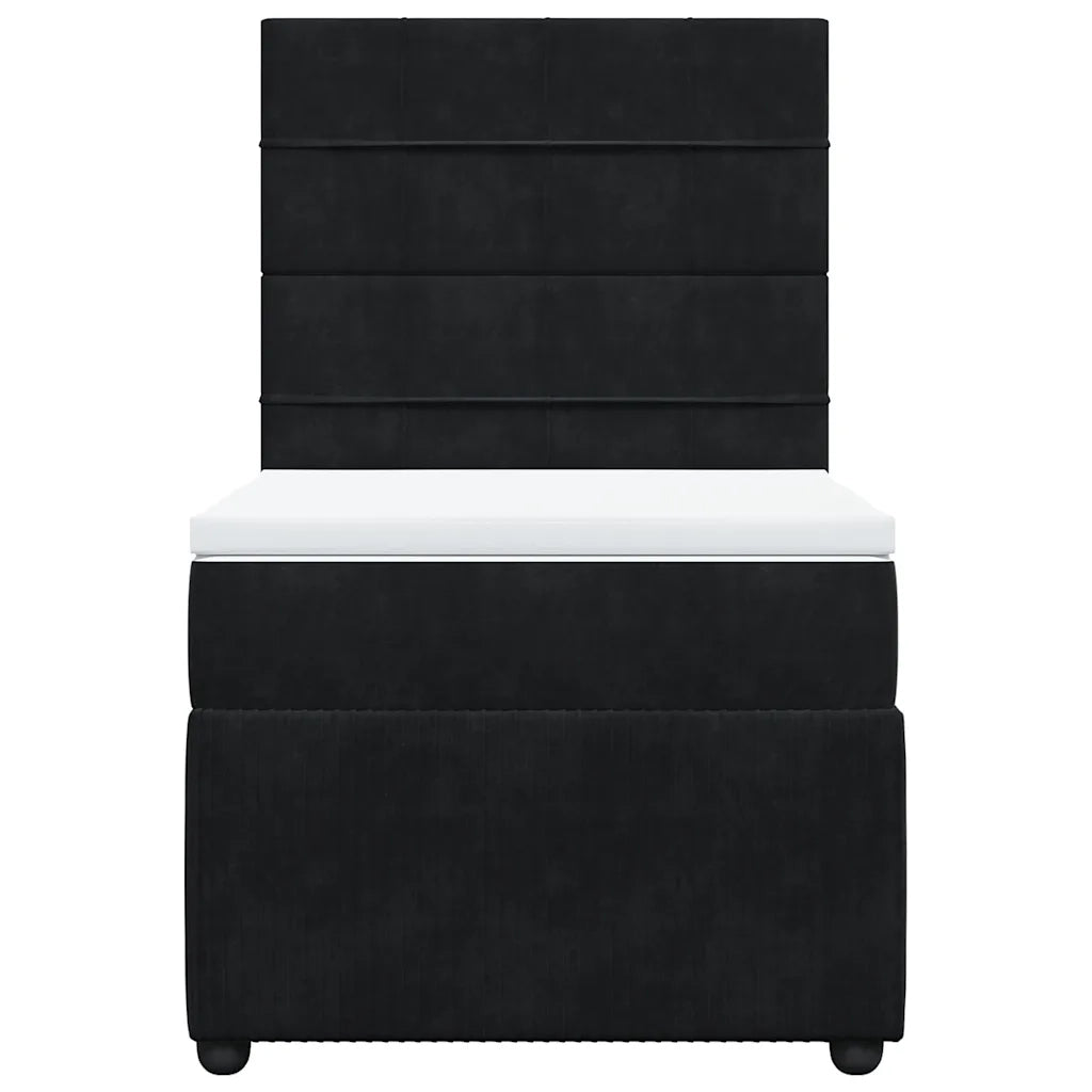 Giroletto a Molle con Materasso Nero 90x190 cm in Velluto 3292216