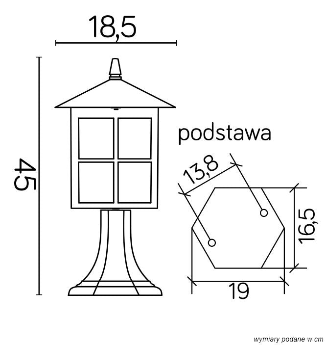 Lampione da esterno Wenecja 45cm E27 nero IP43 SU-MA
