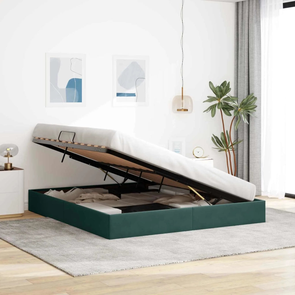 Letto ottomano Verde Scuro 160 x 200 cm Velluto 3442895