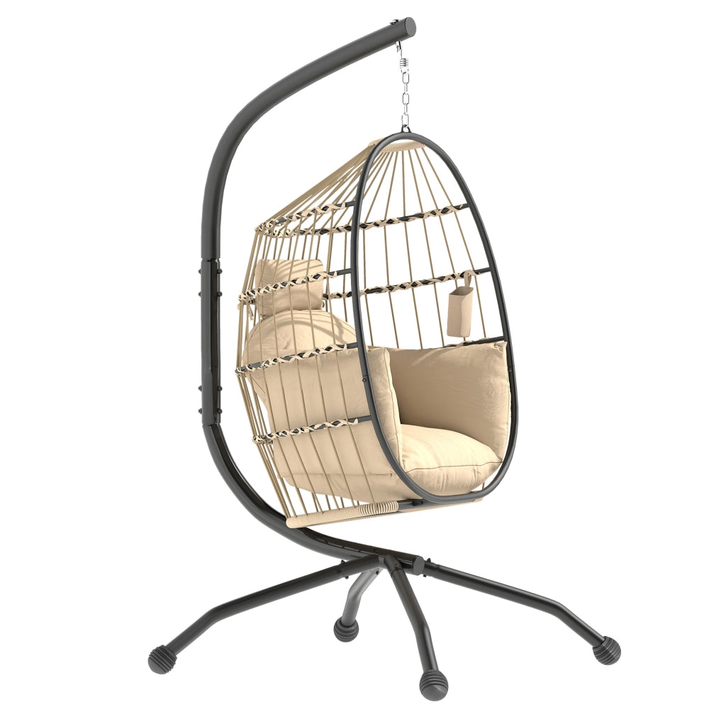 Sedia a dondolo sospesa per esterni con cuscini spessi ¨C Minimal ¨C Grigio