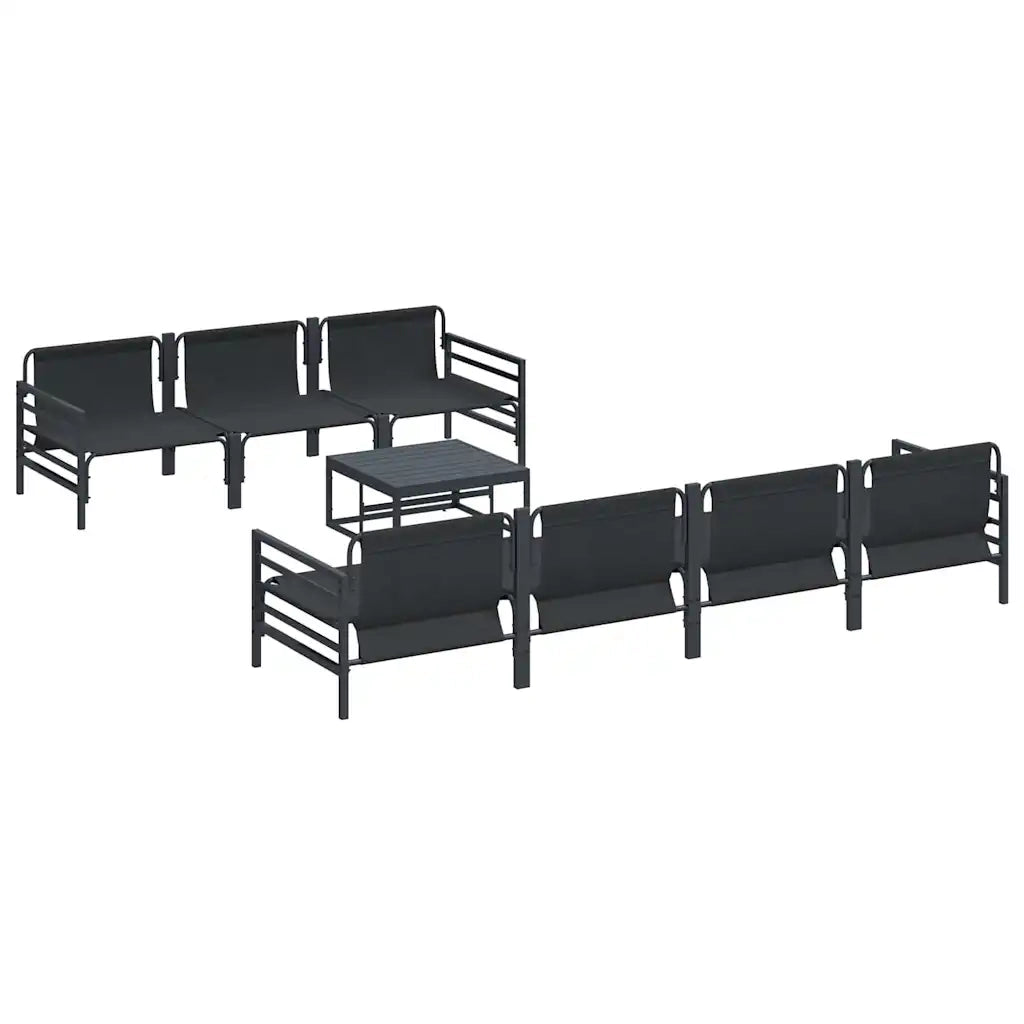 Set Divano da Giardino con cuscino 8 pcs Nero Acciaio