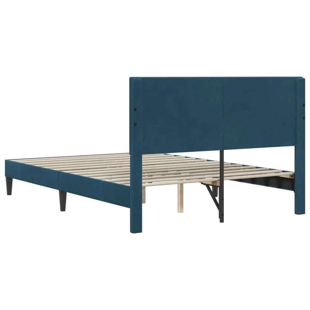 Letto matrimoniale | Letto per adulti | Struttura del letto con testiera Blu 140 x 190 cm Velluto