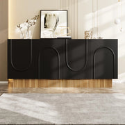 Credenza Moderna 4 Ante ¨C MINIMAL ¨C Bianco/Legno, 160x75x38