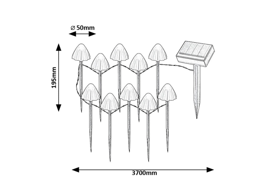 Set 10 lampade solari LED 2W da giardino Skadar Rabalux