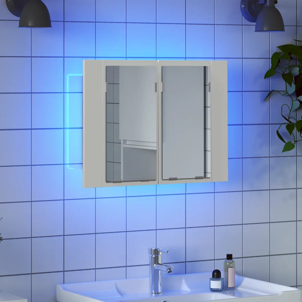 Armadietto a Specchio con Luci LED Bianco 60x12x45 in Acrilico
