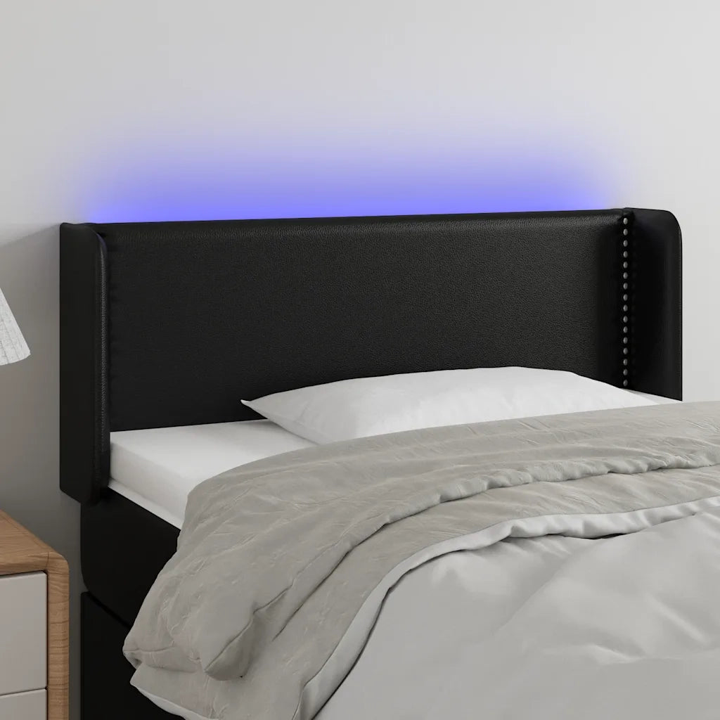 Testiera a LED-Testata con LED Nera 93x16x78/88 cm in Similpelle 448107