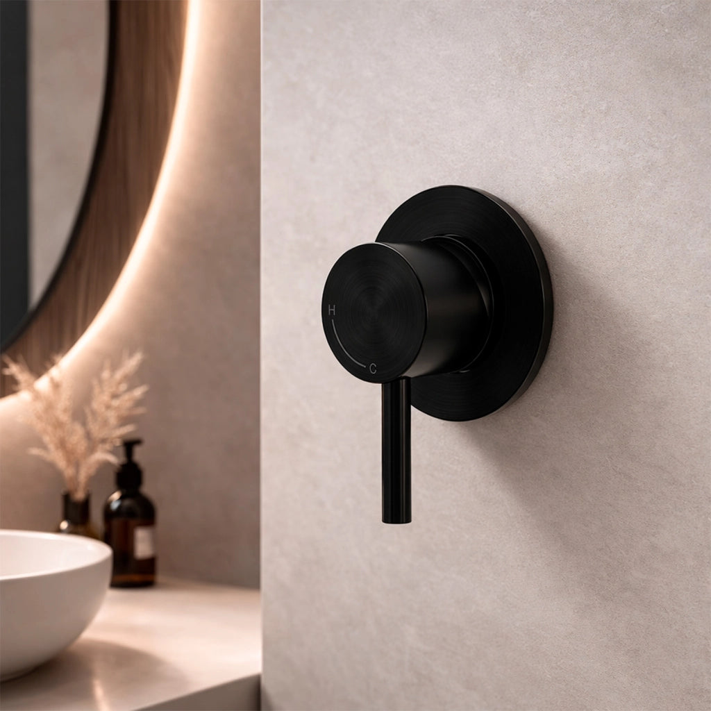 SINED Miscelatore da incasso a parete per bagno nero acciaio inox 316L resistenza a corrosione e usura MISCELATORE-MURO-LEVANTE-NERO