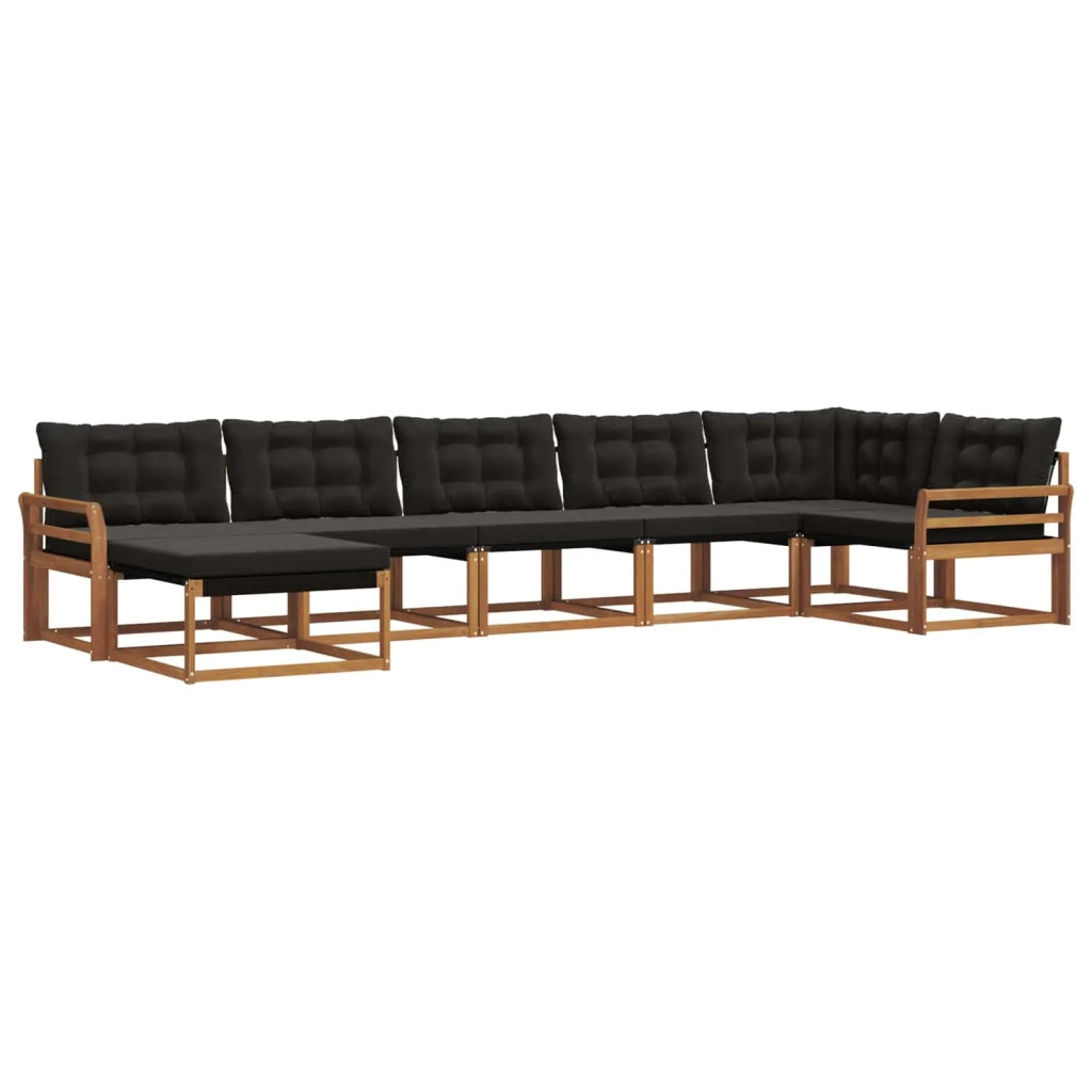 Set di divani da esterno con cuscino 7 pcs Naturale e Nero 3369675