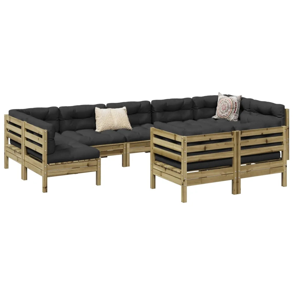 Set Divani da Giardino 9pz con Cuscini Legno Impregnato di Pino 3299635