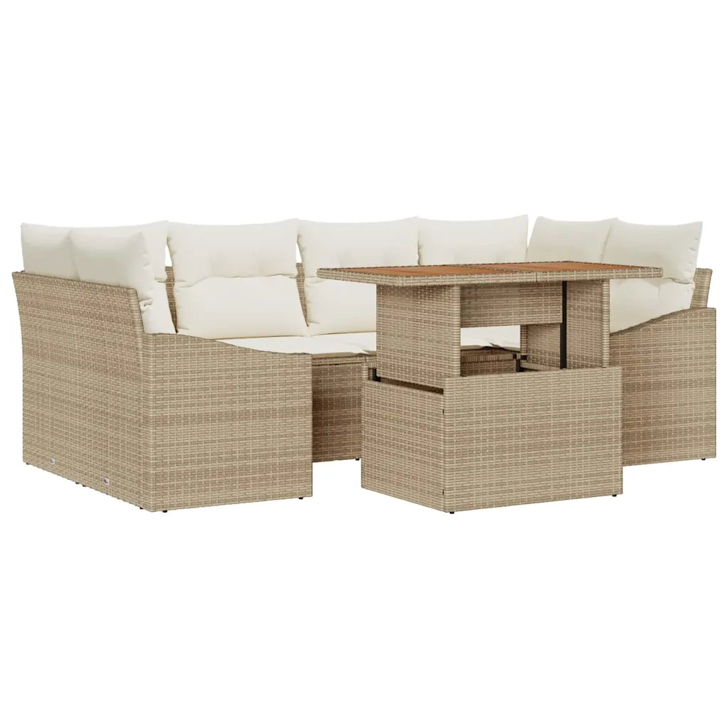 Set da Pranzo per Giardino con cuscino 7 pcs Beige e Crema 3349791