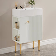 Mobile bagno con lavabo integrato; pannello tridimensionale; MDF; bianco