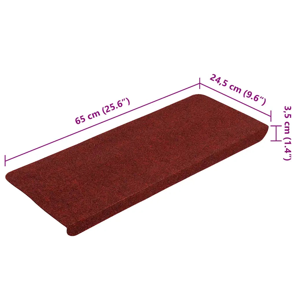 Tappetini Autoadesivi per Scale 15 pz | Gradini per Scale 65x24,5x3,5 cm Rosso