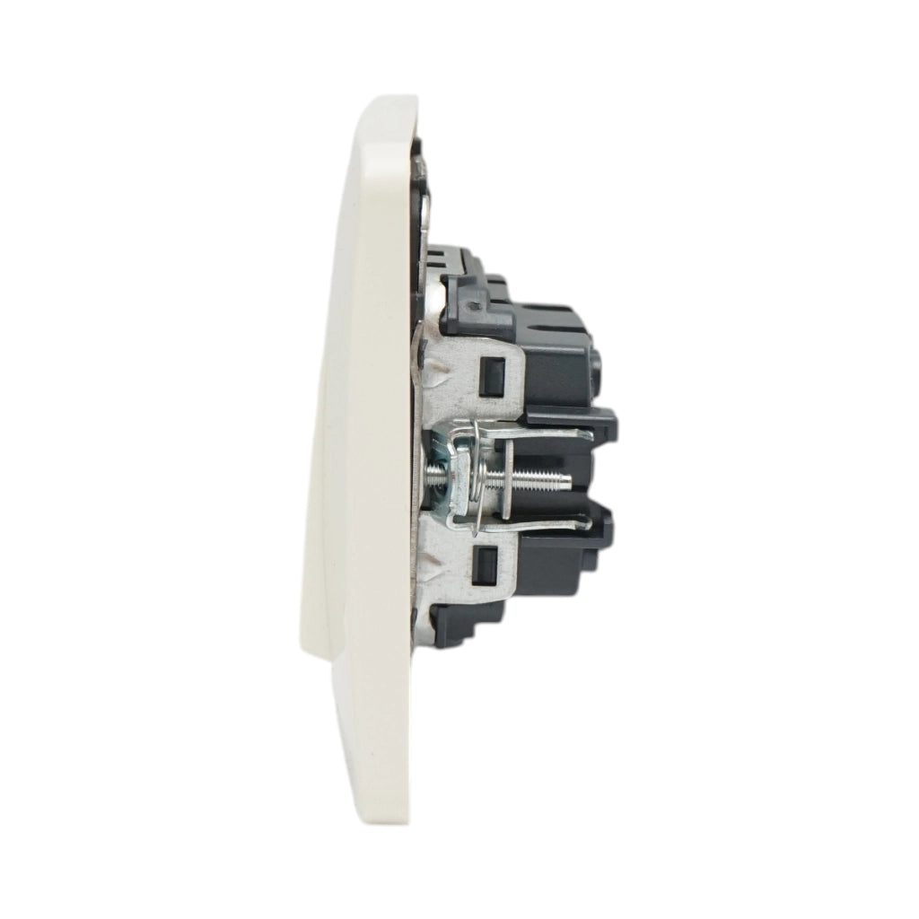 Interruttore doppio, bianco, da incasso, 220V, 10AX, PC 80x80mm