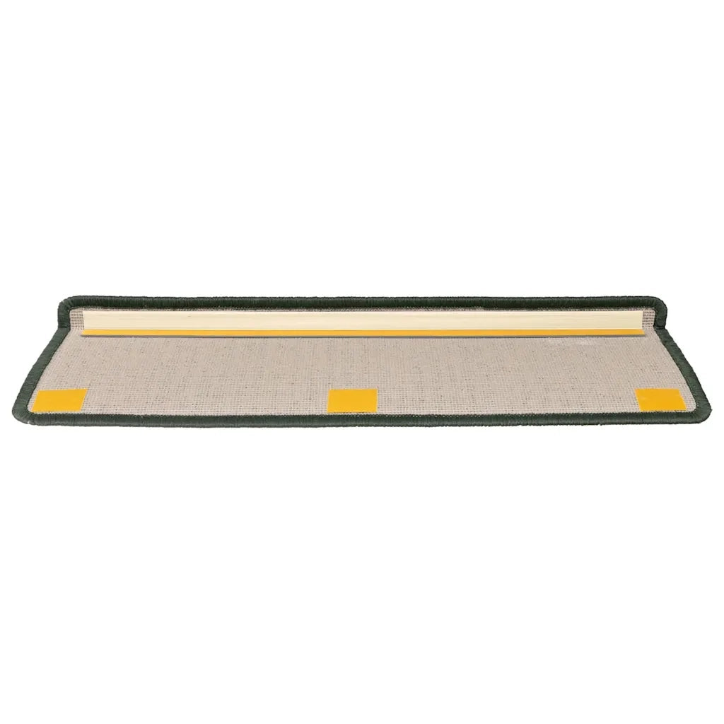 Tappetini per scale 15 pz 65x21x4 cm Verde scuro con bordo rettangolare 326193