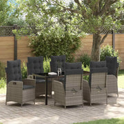 Set da Pranzo per Giardino con cuscino 7 pcs Grigio polyrattan