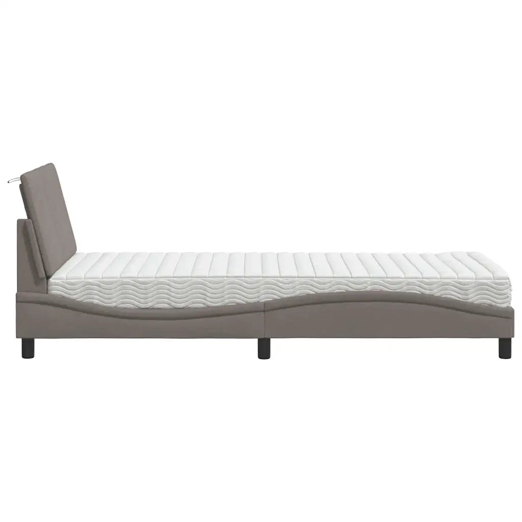 Letto con Materasso Hanko Tortora 90x200 cm in Tessuto 3310507