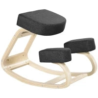 Sedia Inginocchiatoio Ergonomica in Legno di Betulla con Cuscino, 51x69x58 cm, Nero