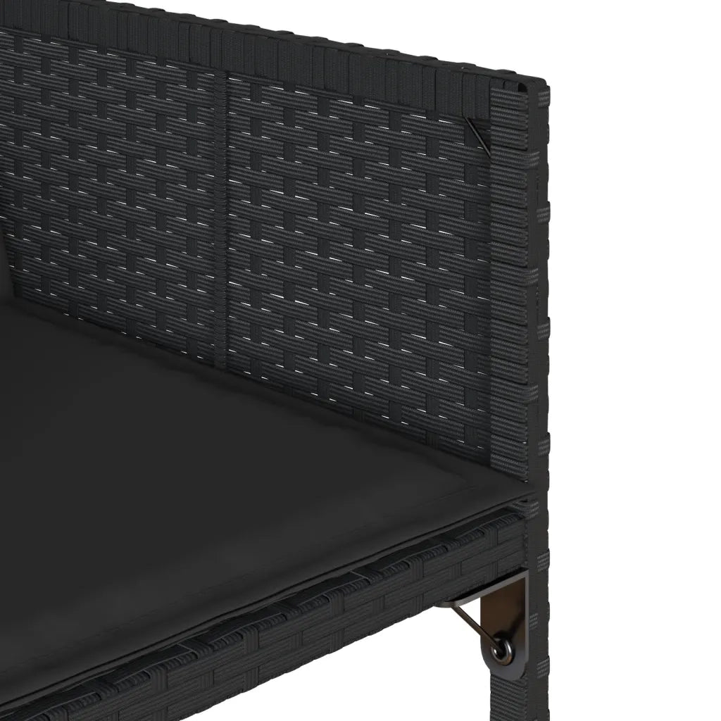 Set da Pranzo da Giardino 9 pz con Cuscini Nero in Polyrattan 3278046