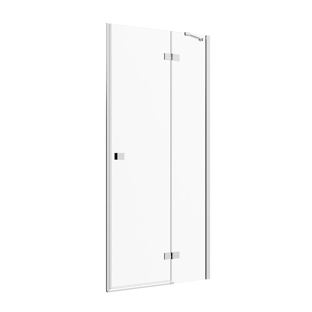 Porta doccia 80cm apertura a battente lato destro con cerniere, profili cromati e vetro da 8mm trasparente h195 | Fiji