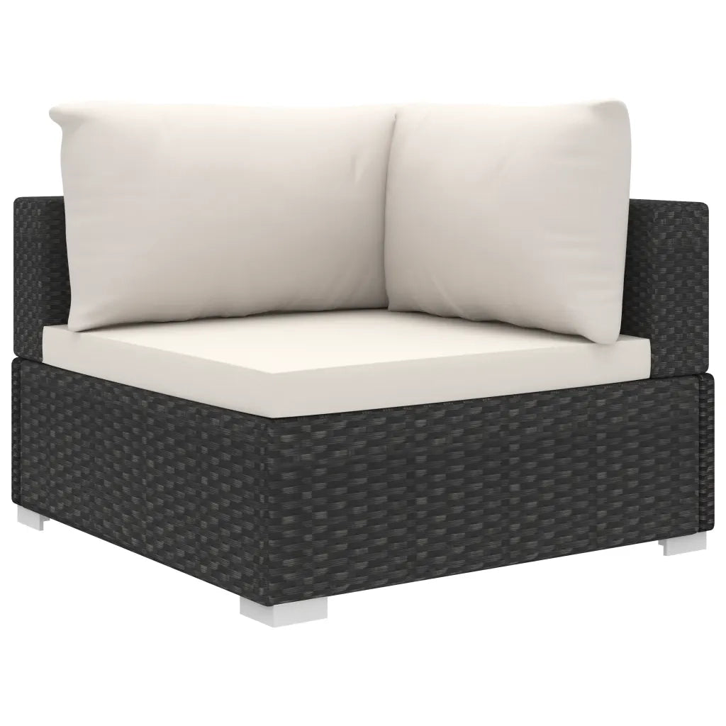 Set Divani da Giardino 11 pz con Cuscini in Polyrattan Nero 46827