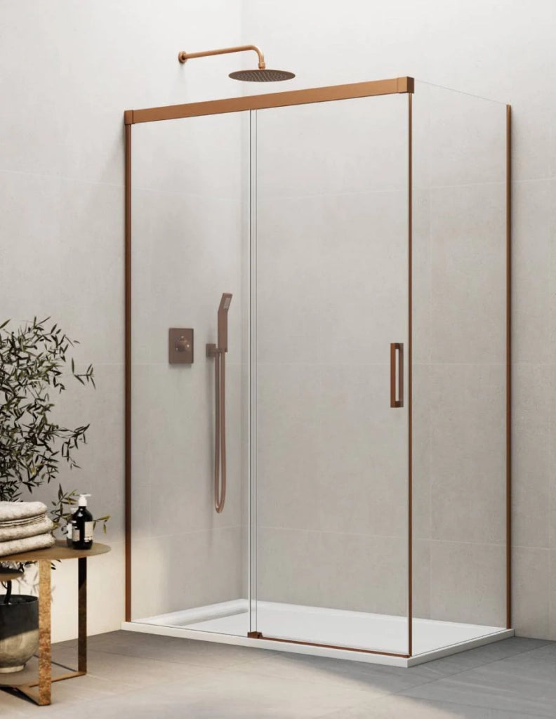 Box doccia THALASSA (BASIC) 1+1 con lato fisso laterale 110x90 cm Rame vetro trasparente