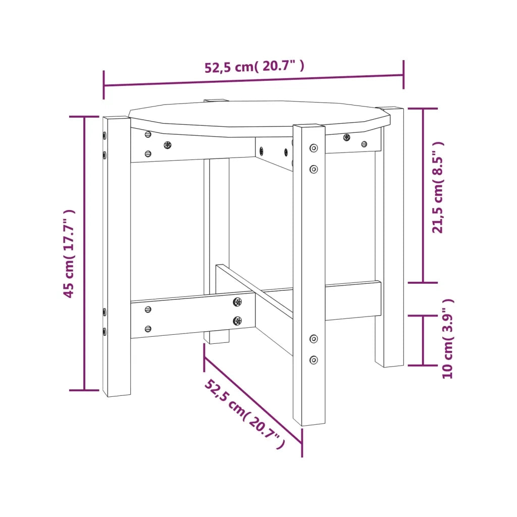 Tavolino da Salotto Grigio Ø 52,5x45 cm Legno Massello di Pino 822309