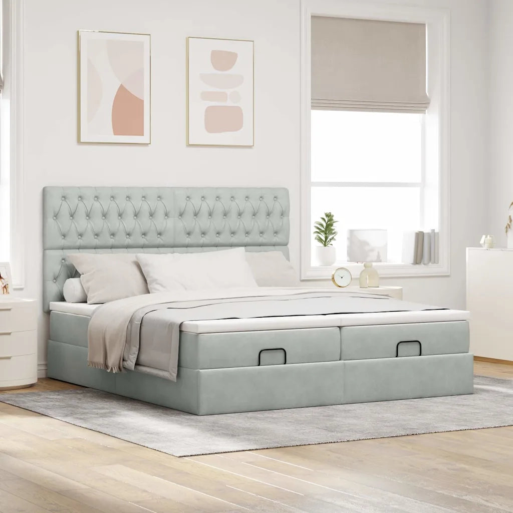 Struttura Letto Pouf con Materassi 180x200 cm Velluto 3314639