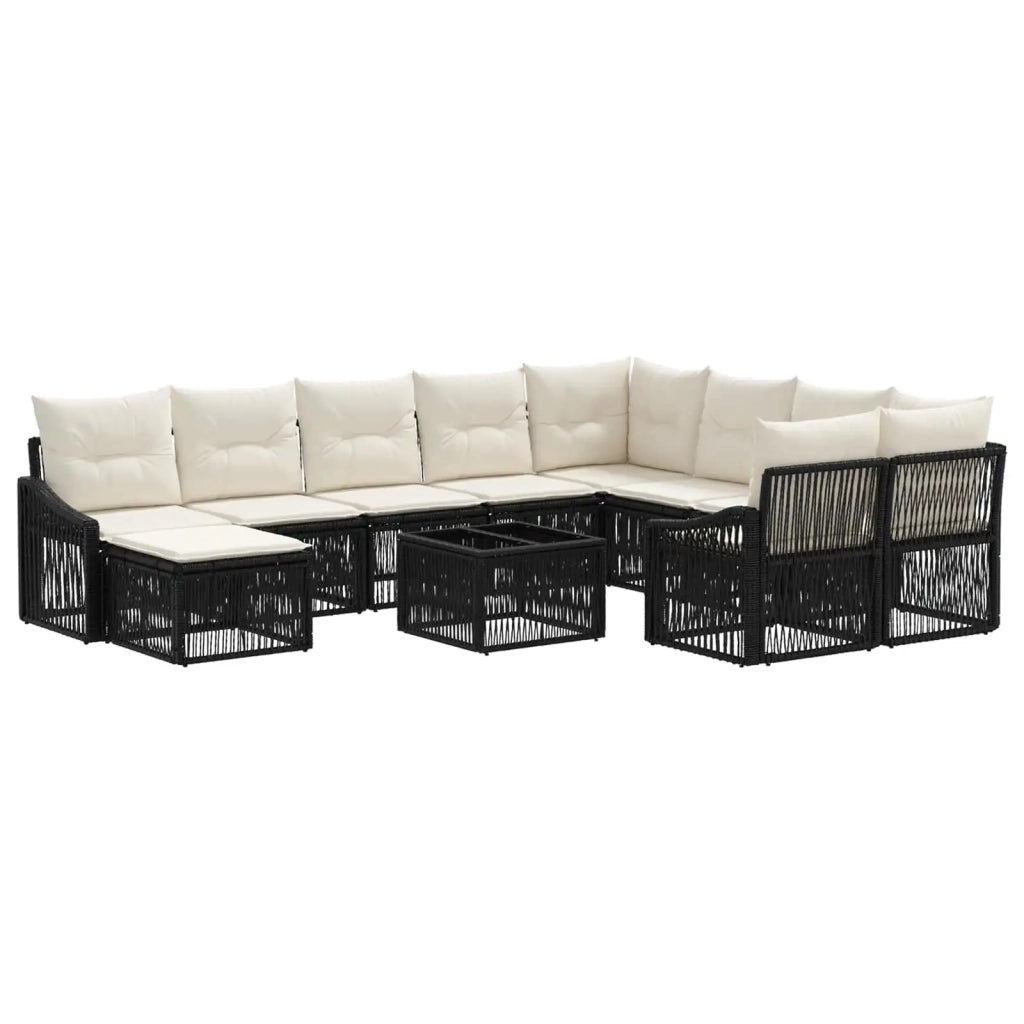 Set Divano da Giardino 11 pz Nero polyrattan 3436201