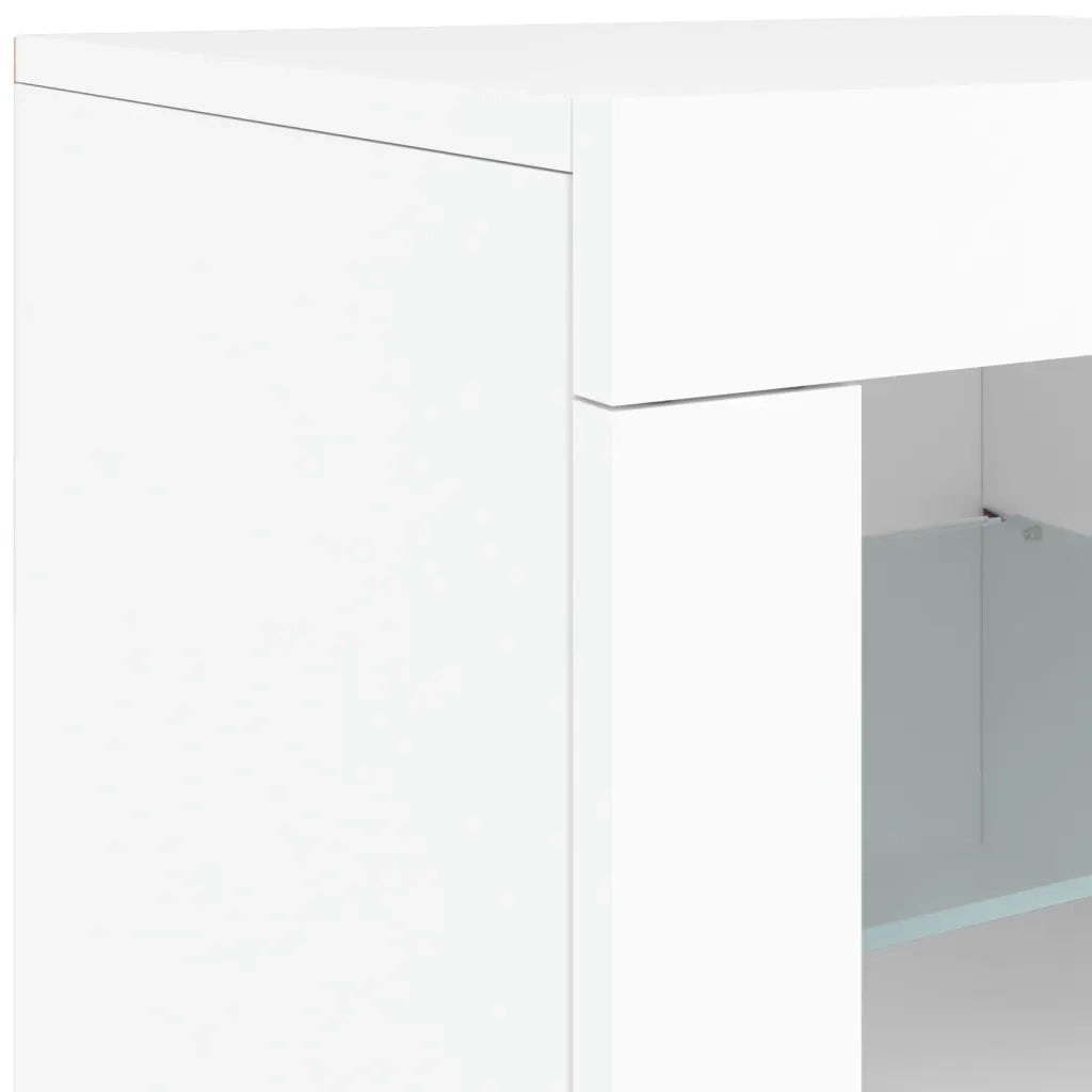 Credenza con Luci LED Bianca 202x37x67 cm 3209009