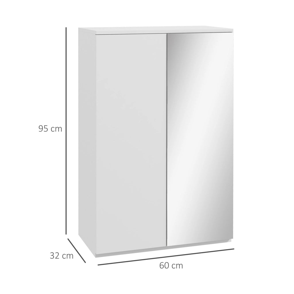 Scarpiera con Specchio per 18 Paia ¨C Minimal ¨C Bianco 60x32x95 cm