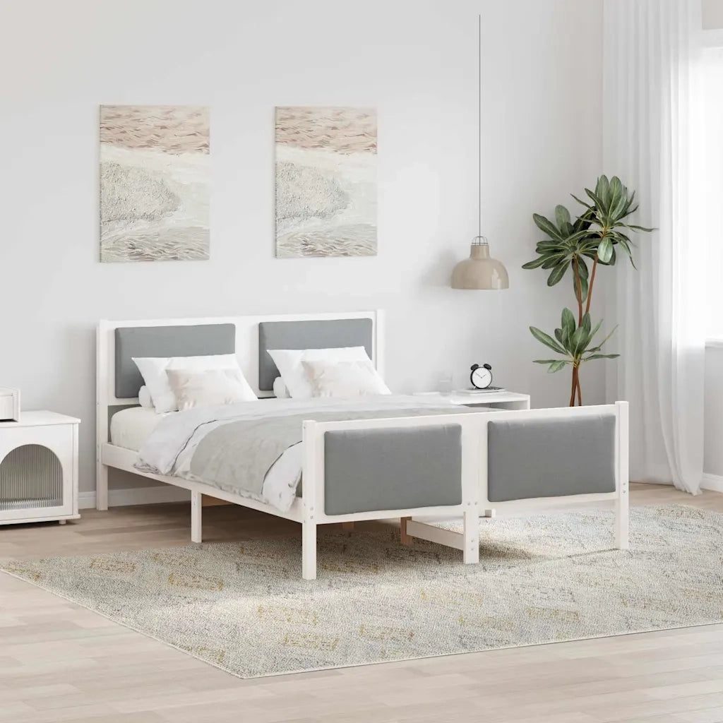 Letto matrimoniale | Letto per adulti | Struttura del letto Grigio chiaro 135 x 190 cm Tessuto