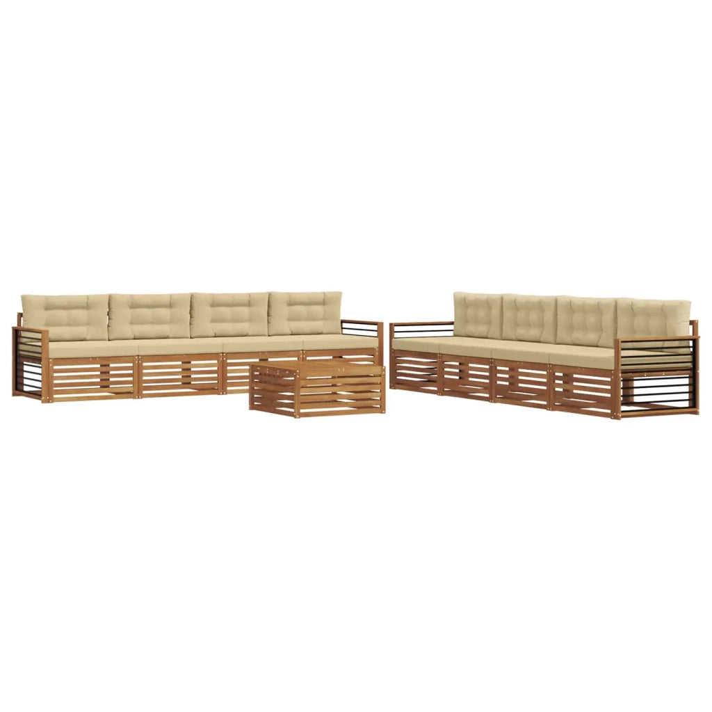 Set di divani da esterno con cuscino 9 pcs Naturale e Beige 3373233