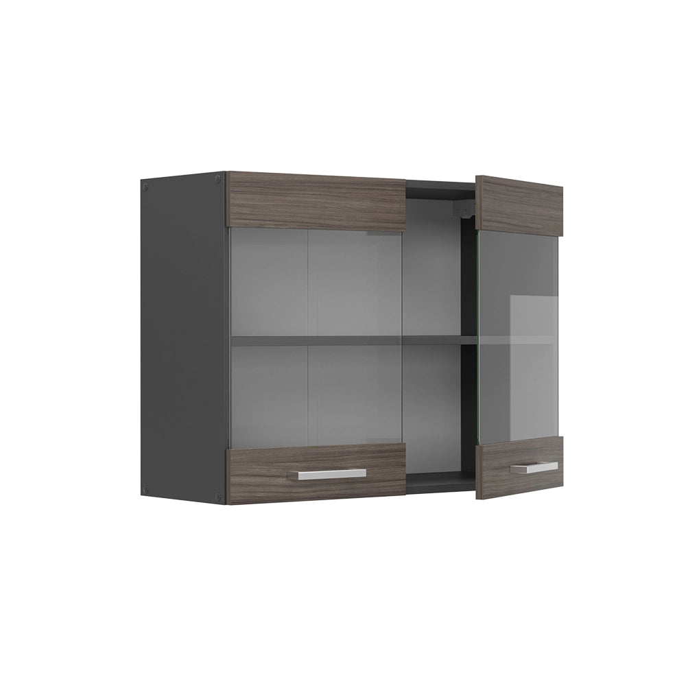 Mobile da cucina in vetro R-Line Grigio nobile/Antracite 80 cm Vicco